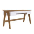 Estela Desk 3 Contemporary 59" white and brown desk with 3 drawers made from MDP wood