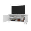 Modern White TV Stand with intern storage made from MDP wood and black steel modern legs and handles