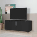 Modern Black TV Stand made from MDP wood and black steel modern legs
