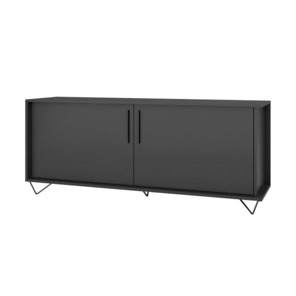 Modern Black TV Stand made from MDP wood and black steel modern legs