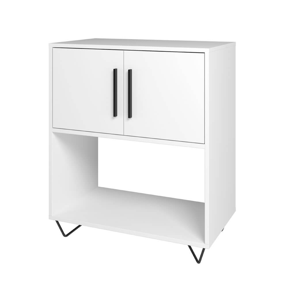 Modern White Cabinet made from MDP wood and black steel modern legs and handles