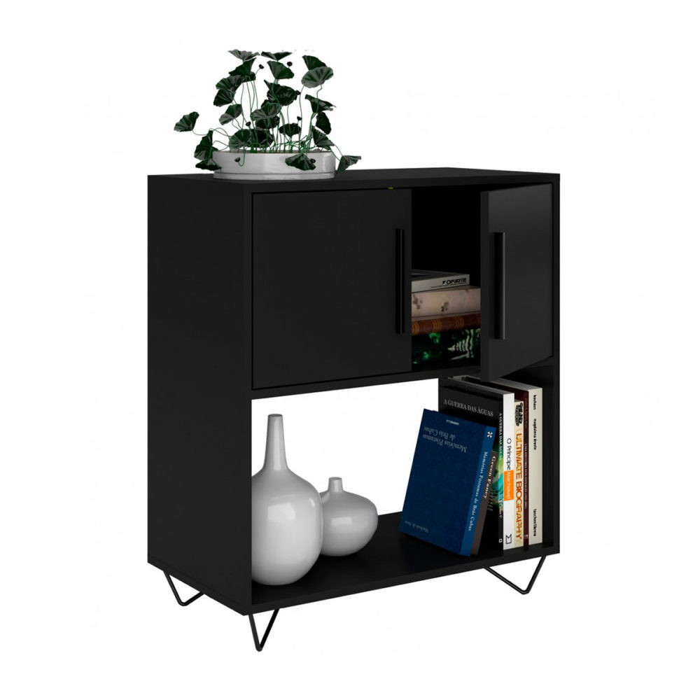 Modern Black Cabinet made from MDP wood and black steel modern legs and handles