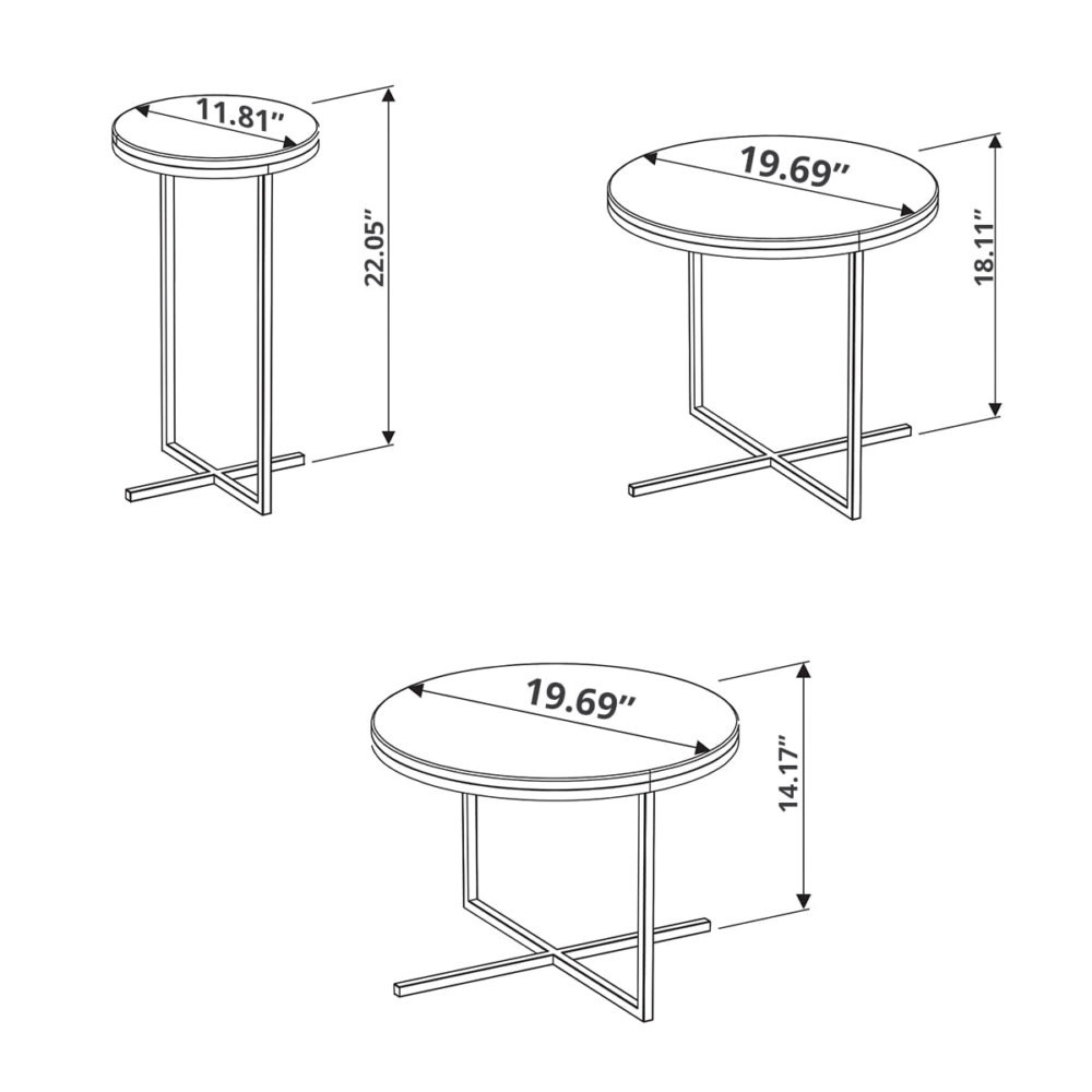 Sabina Table Set Dimensions