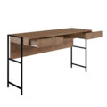 54" Industrial Desk made of wood and steel black legs with 2 drawers and 1 open storage area white background