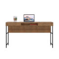 54" Industrial Desk made of wood and steel black legs with 2 drawers and 1 open storage area front view