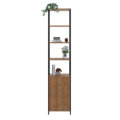 Industrial bookcase made of MDP Wood and black steel frame with 4 shelves and 1 closed storage area