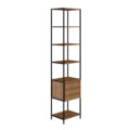 Industrial bookcase made of MDP Wood and black steel frame with 5 shelves and 3 drawers