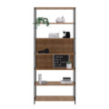 Large Industrial bookcase made of MDP Wood and black steel frame with 6 shelves