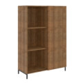 Large Cabinet or Bookcase Made of MDP Wood and black steel legs with non-symmetrical divisions and slide door