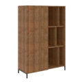 Large Cabinet or Bookcase Made of MDP Wood and black steel legs with non-symmetrical divisions and slide door