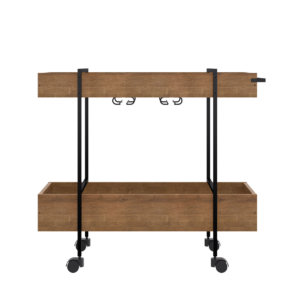 Industrial Style Bar Cart Made of MDP wood and black steel legs with wheels