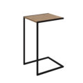 C-shape Side Table. Made of wood and black steel legs