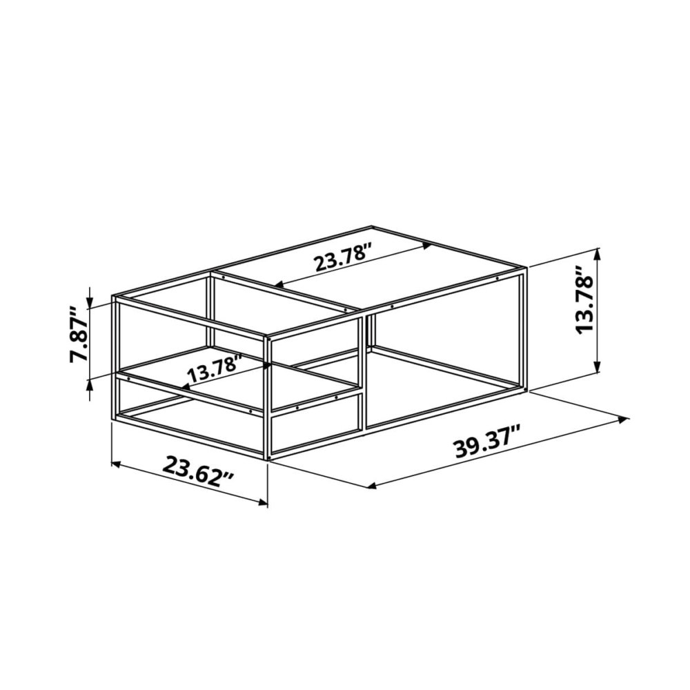 27854 Iris Coffee Table-3 Industrial Style Coffee table with different heights. Made of wood and black steel frame - inches