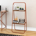 27866 Nathalia Organizer-1 Industrial Ladder Style Decorative Organizer with 2 shelves. Made of Coppery steel pipe and wood