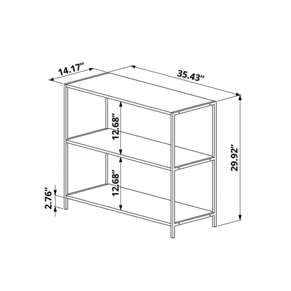 Low industrial bookcase dimensions - inches