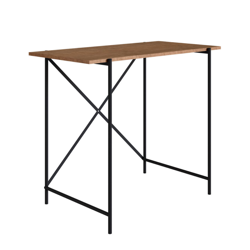 Small Industrial style simple desk made from wood and black steel legs