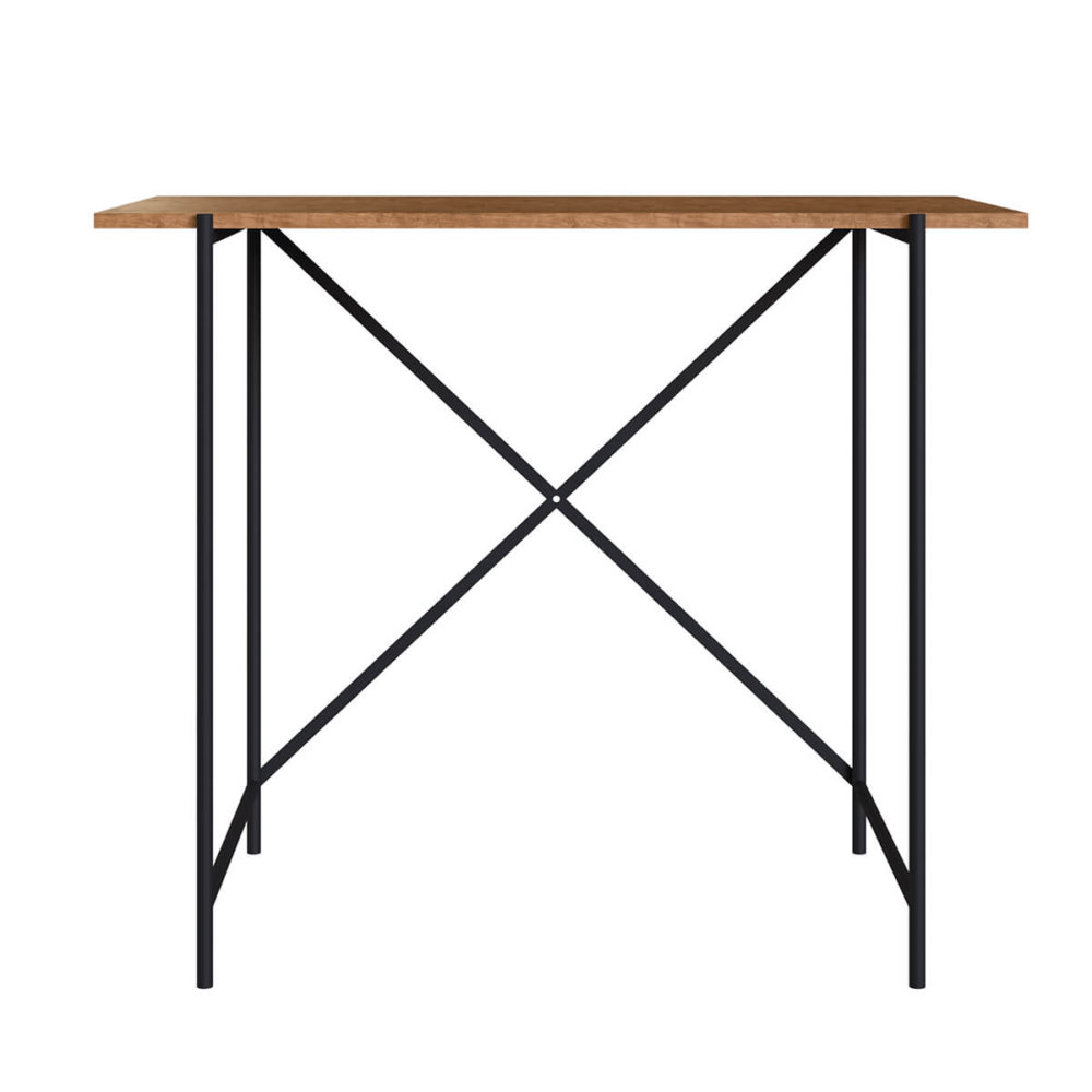 Small Industrial style simple desk made from wood and black steel legs