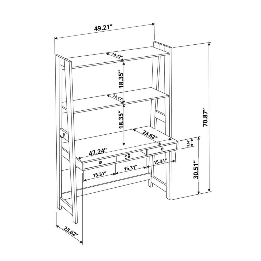 Flavia Desk_4 Ladder Wood Modern Desk Dimensions
