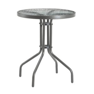 outdoor metan and glass top table isolated