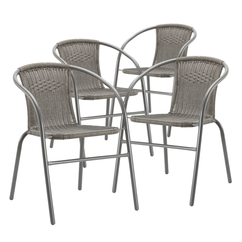 4 Outdoor Rattan Dining Chairs
